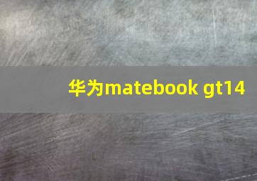 华为matebook gt14